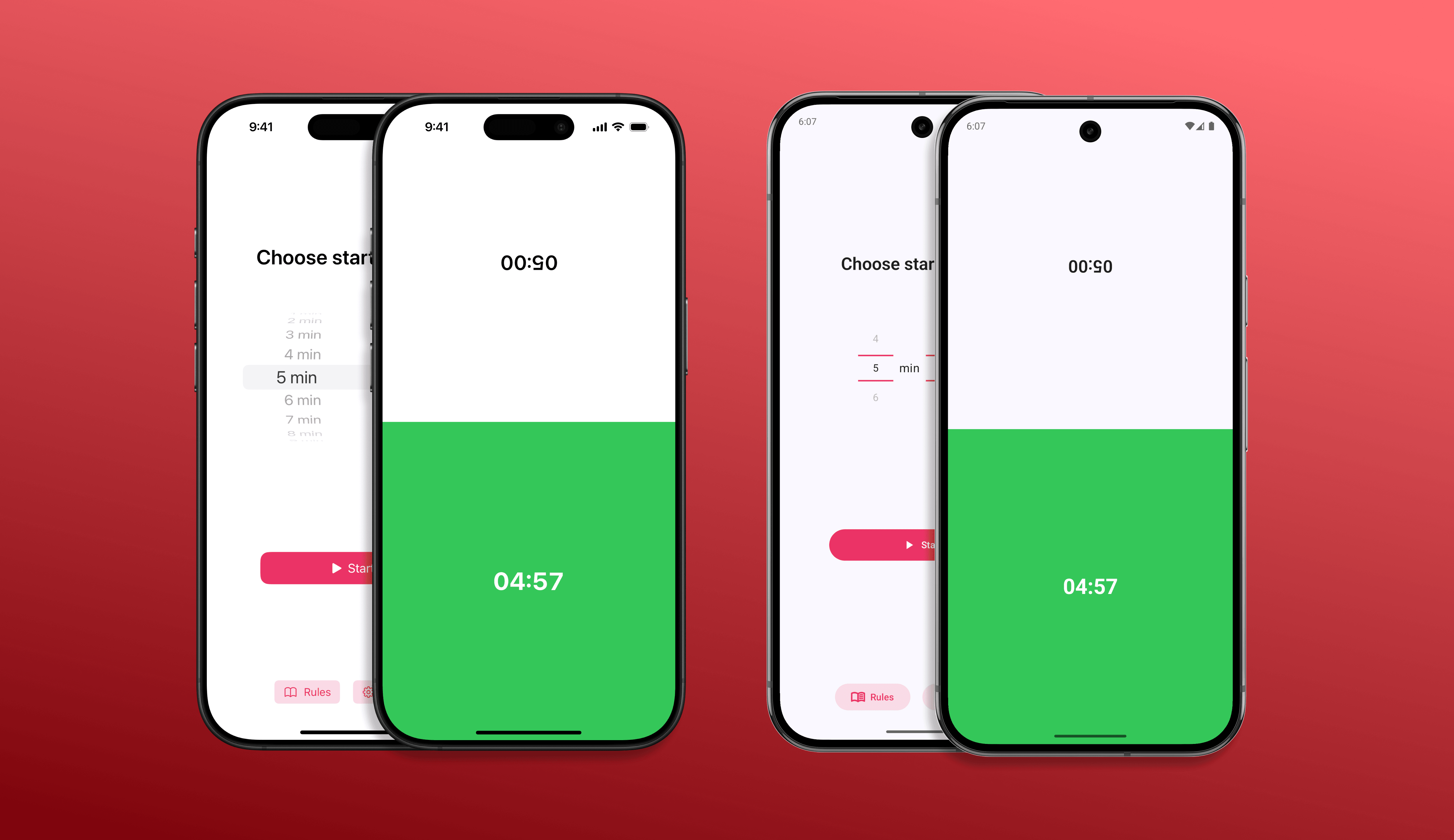 Artwork depicting Tower Clock running on an iPhone and an Android device